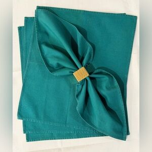 Vintage Handmade Teal Cloth Linen Napkins Reusable Sustainable set of 4